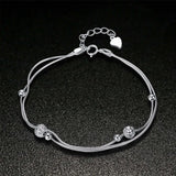 925 Silver Bracelet with Two Lines of Beads