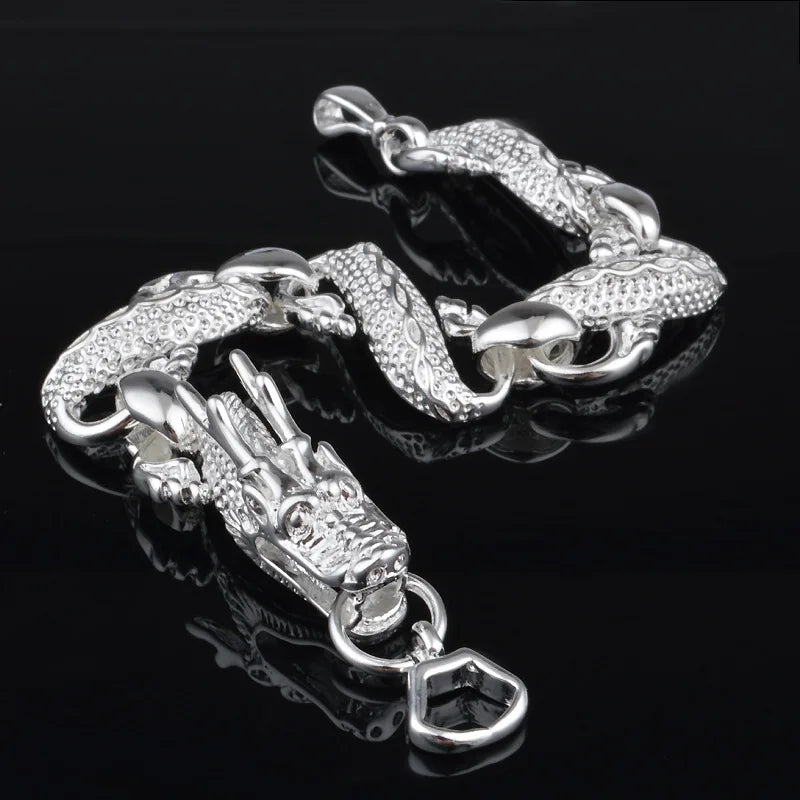 925 Sterling Silver Dragon Chain Bracelet BR56