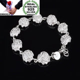 925 Sterling Silver Bracelet Hollow Rose Chain Wedding Gift BR37