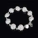 925 Sterling Silver Bracelet Hollow Rose Chain Wedding Gift BR37