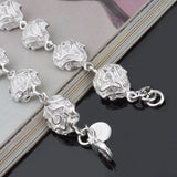 925 Sterling Silver Bracelet Hollow Rose Chain Wedding Gift BR37