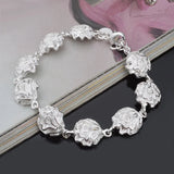 925 Sterling Silver Bracelet Hollow Rose Chain Wedding Gift BR37