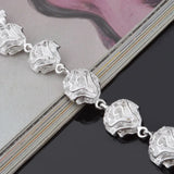 925 Sterling Silver Bracelet Hollow Rose Chain Wedding Gift BR37