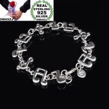 925 Sterling Silver Music Sign Chain Bracelet