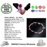 925 Sterling Silver Bracelet with Red Zircon Chain