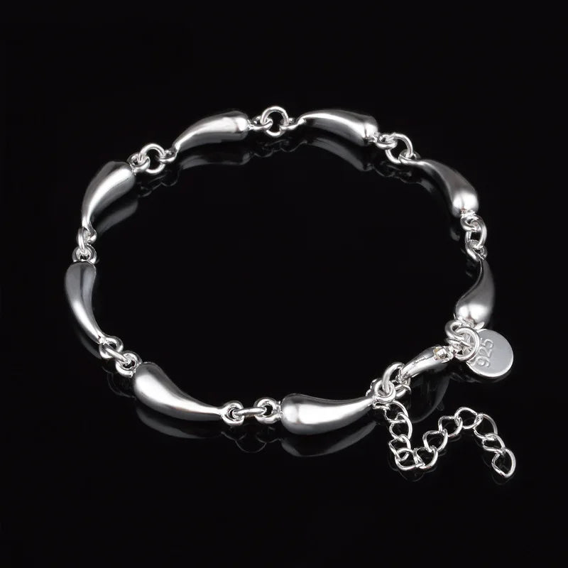 Sterling Silver Water Drop Chain Bracelet