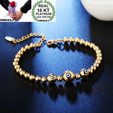 OMHXZJ Beads Chain 18KT Bracelet for Women Party Wedding Gift