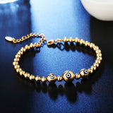 OMHXZJ Beads Chain 18KT Bracelet for Women Party Wedding Gift