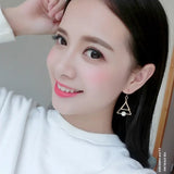 925 Sterling Silver Triangle Pearl Earrings