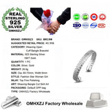 Personality OL Woman Party 925 Sterling Silver Cuff Bangle Bracelet