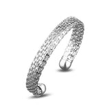 Personality OL Woman Party 925 Sterling Silver Cuff Bangle Bracelet