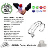 Unisex Silver Hollow 925 Sterling Silver Cuff Bangle Bracelet