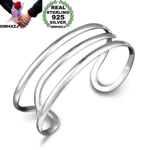 Unisex Silver Hollow 925 Sterling Silver Cuff Bangle Bracelet