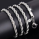 Unisex Wedding Gift Silver 3MM Rope Chain Necklace NC185