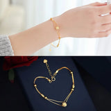 Sterling Silver Round Beads Two Lines Chain Bracelet