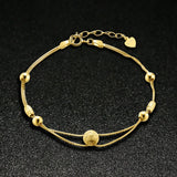 Sterling Silver Round Beads Two Lines Chain Bracelet