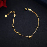 Sterling Silver Round Beads Two Lines Chain Bracelet
