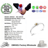 Daisy Open 925 Sterling Silver Cuff Bangle Bracelet
