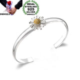 Daisy Open 925 Sterling Silver Cuff Bangle Bracelet