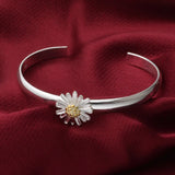 Daisy Open 925 Sterling Silver Cuff Bangle Bracelet