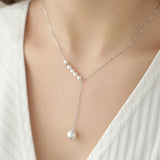 Pearls Long Tassel S925 Sterling Silver 18KT Rose Necklace