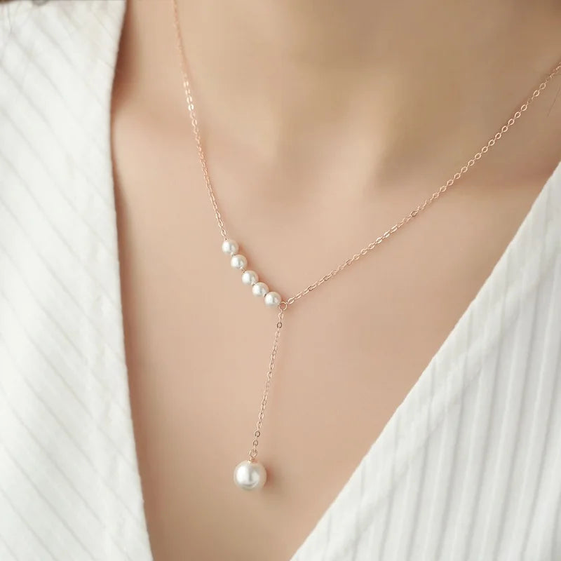 Personality Woman Girl Party Gift Pearls Long Tassel Necklace
