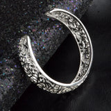 925 Silver Hollow Flower Cuff Bangle Bracelet