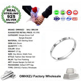 Silver Zircon 925 Sterling Silver Cuff Bangle Bracelet