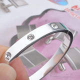 Silver Zircon 925 Sterling Silver Cuff Bangle Bracelet