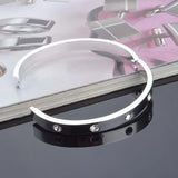Silver Zircon 925 Sterling Silver Cuff Bangle Bracelet