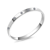 Silver Zircon 925 Sterling Silver Cuff Bangle Bracelet