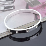 Silver Zircon 925 Sterling Silver Cuff Bangle Bracelet