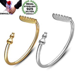 OMHXZJ 925 Silver 18KT Cuff Bangle Bracelet BR177