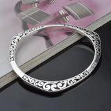 Engraved Tai Silver Cuff Bangle Bracelet for Wedding