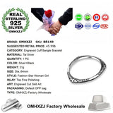 Engraved Tai Silver Cuff Bangle Bracelet for Wedding