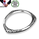 Engraved Tai Silver Cuff Bangle Bracelet for Wedding