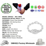 925 Sterling Silver Flowers Chain Thick Bracelet