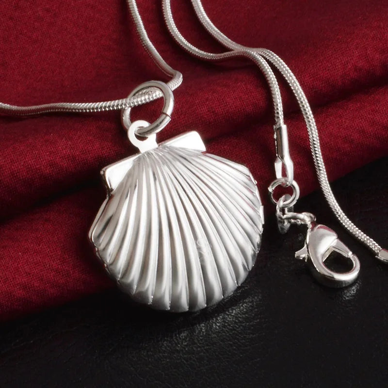 Sea Shell Photo Box Sterling Silver Necklace