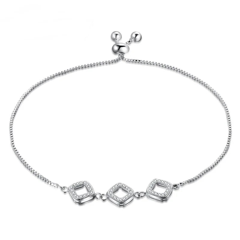 Square Zircon 925 Silver Bracelet BR88