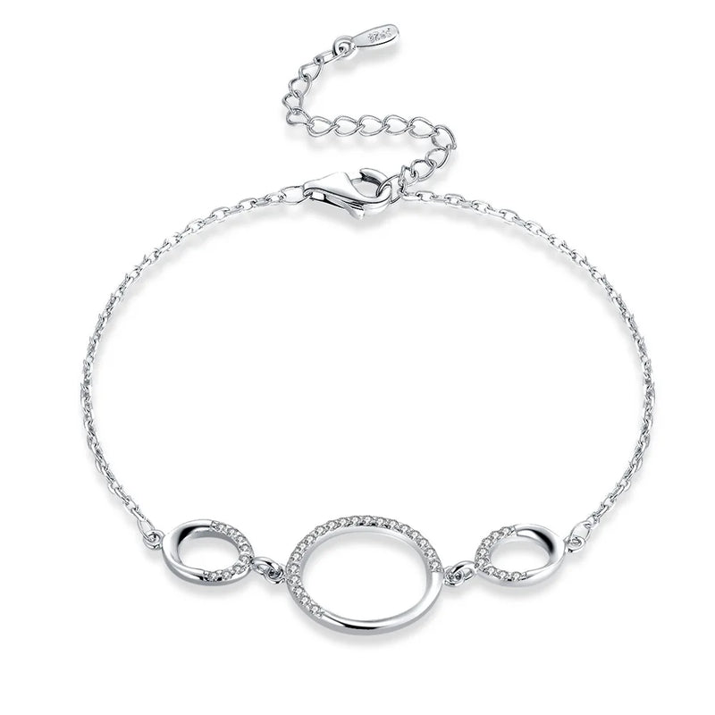 925 Silver Bracelet BR106 for Women - Three Circles Thin Design