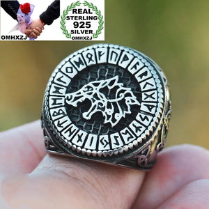 Vintage Wolf Round 925 Sterling Silver Ring