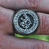 Vintage Wolf Round 925 Sterling Silver Ring