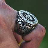 Vintage Wolf Round 925 Sterling Silver Ring