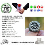 Vintage Wolf Round 925 Sterling Silver Ring