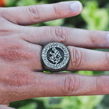 Vintage Wolf Round 925 Sterling Silver Ring