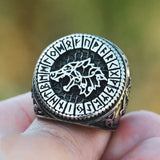Vintage Wolf Round 925 Sterling Silver Ring