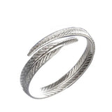 Sweet Woman Girl Feather 999 Silver Cuff Bracelet Bangle SZ80