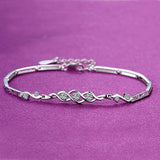 Romantic Heart Purple 925 Silver Bracelet Bangle SZ84
