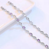 Sweet Woman Girl Gift Purple 925 Silver Bangle SZ91