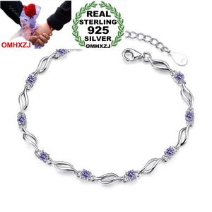 Sweet Woman Girl Party Gift Purple 925 Sterling Silver Bracelet Bangle